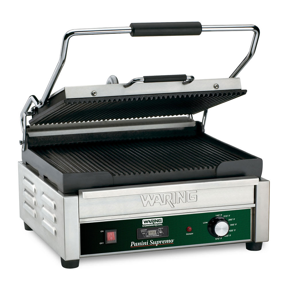 Waring WPG250T Single Commercial Panini Press w/ Cast Iron Grooved