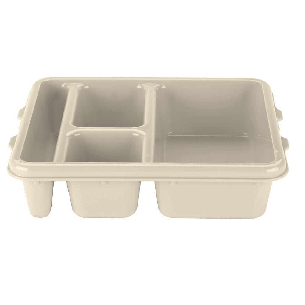 144-9114CP161 Plastic Meal Delivery Tray w/ (4) Compartments, 8 15/16" x 10 3/4", Tan