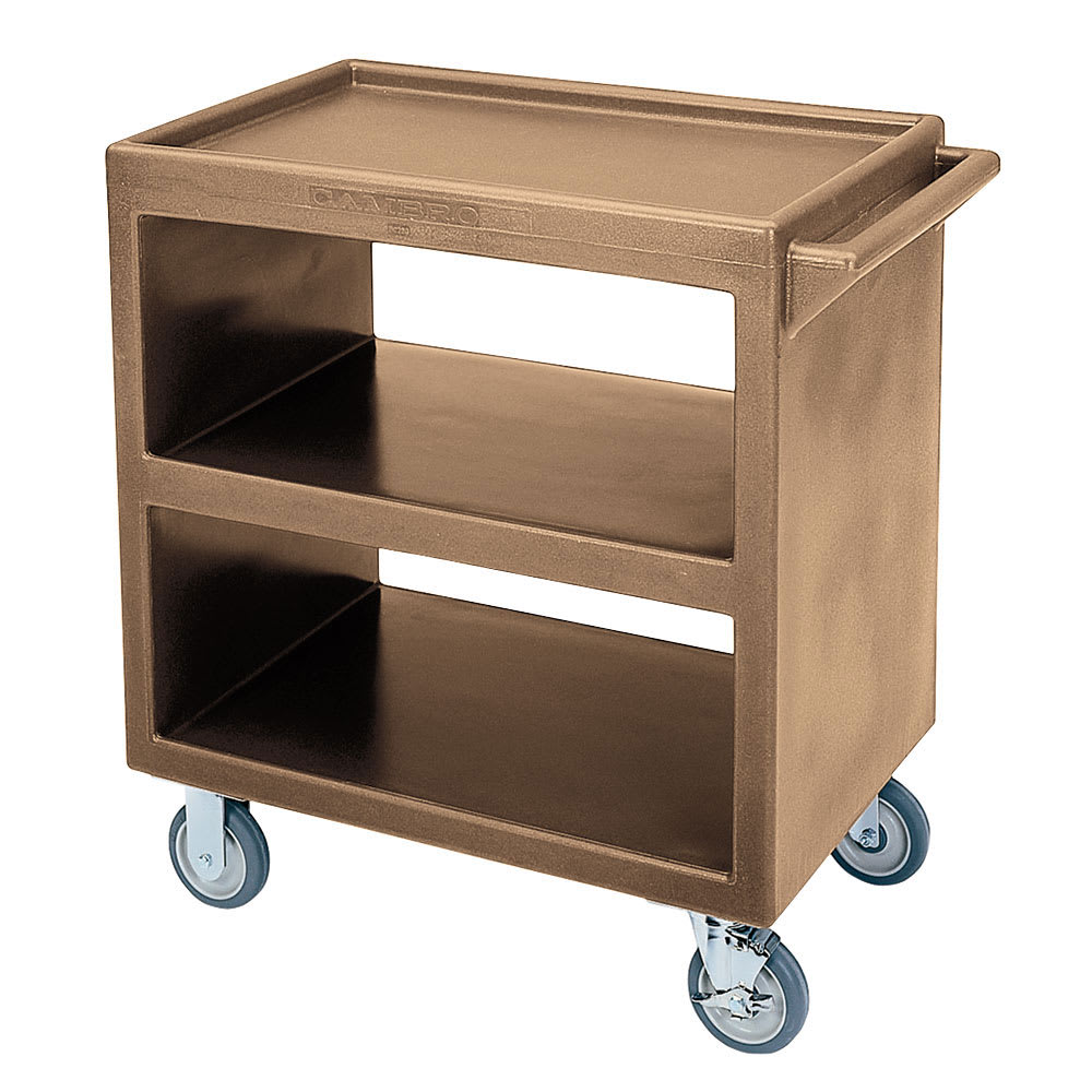 144-BC2304S157 3 Level Polymer Utility Cart w/ 500 lb Capacity, Raised Ledges