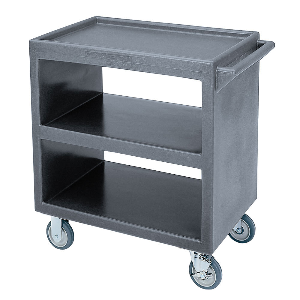 144-BC2304S191 3 Level Polymer Utility Cart w/ 500 lb Capacity, Raised Ledges