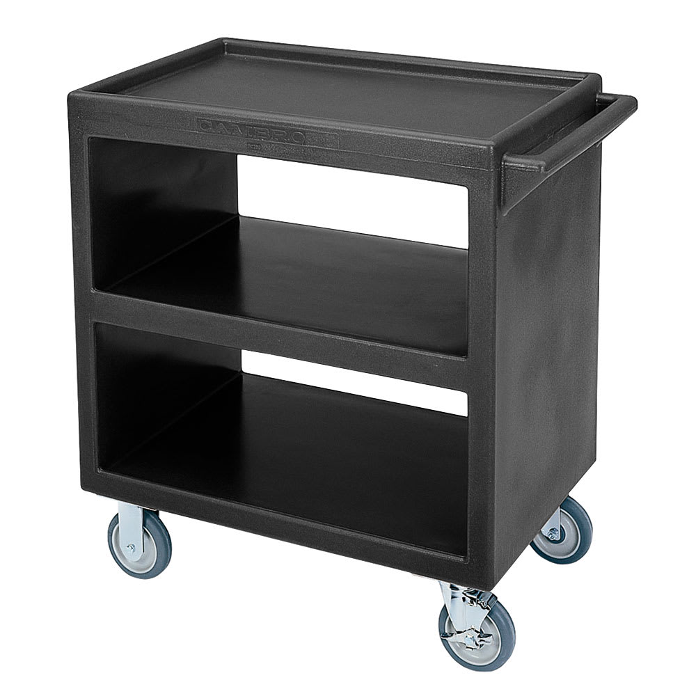 144-BC230110 3 Level Polymer Utility Cart w/ 500 lb Capacity, Raised Ledges
