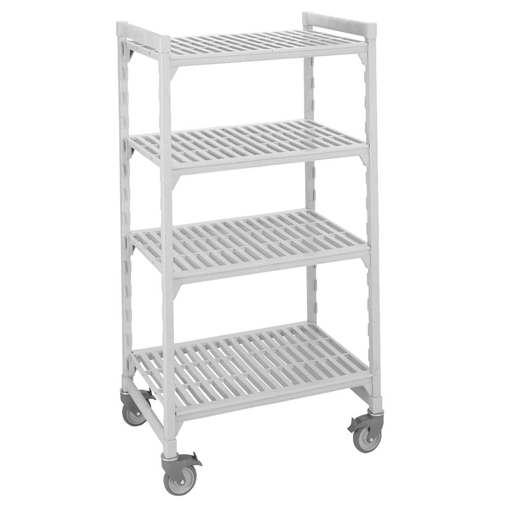 144-CSUR41367480 36" NSF 4-Tier Heavy-Duty Plastic Shelving Unit - Camshelving® Premium, Mob...
