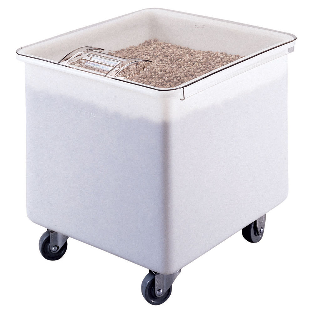 144-IB32148 Mobile Ingredient Bin - 32 Gallon Capacity, Clear Cover/White Base