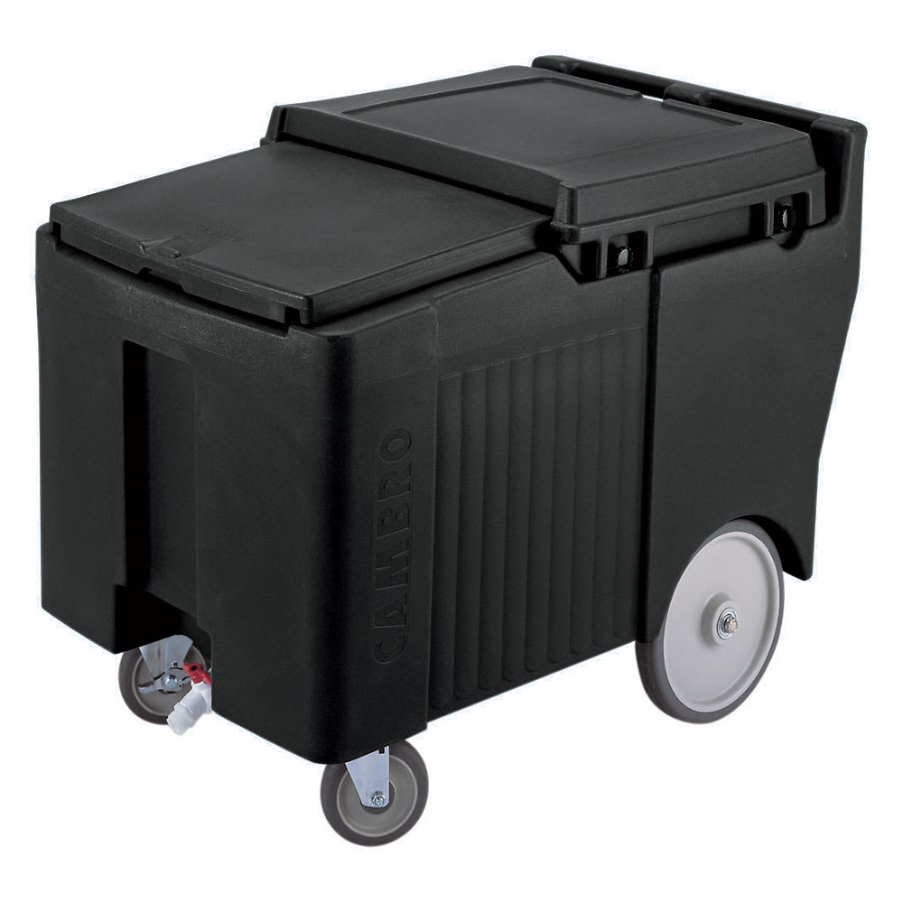 144-ICS175L110 175 lb SlidingLid™ Insulated Mobile Ice Caddy - Plastic, Black