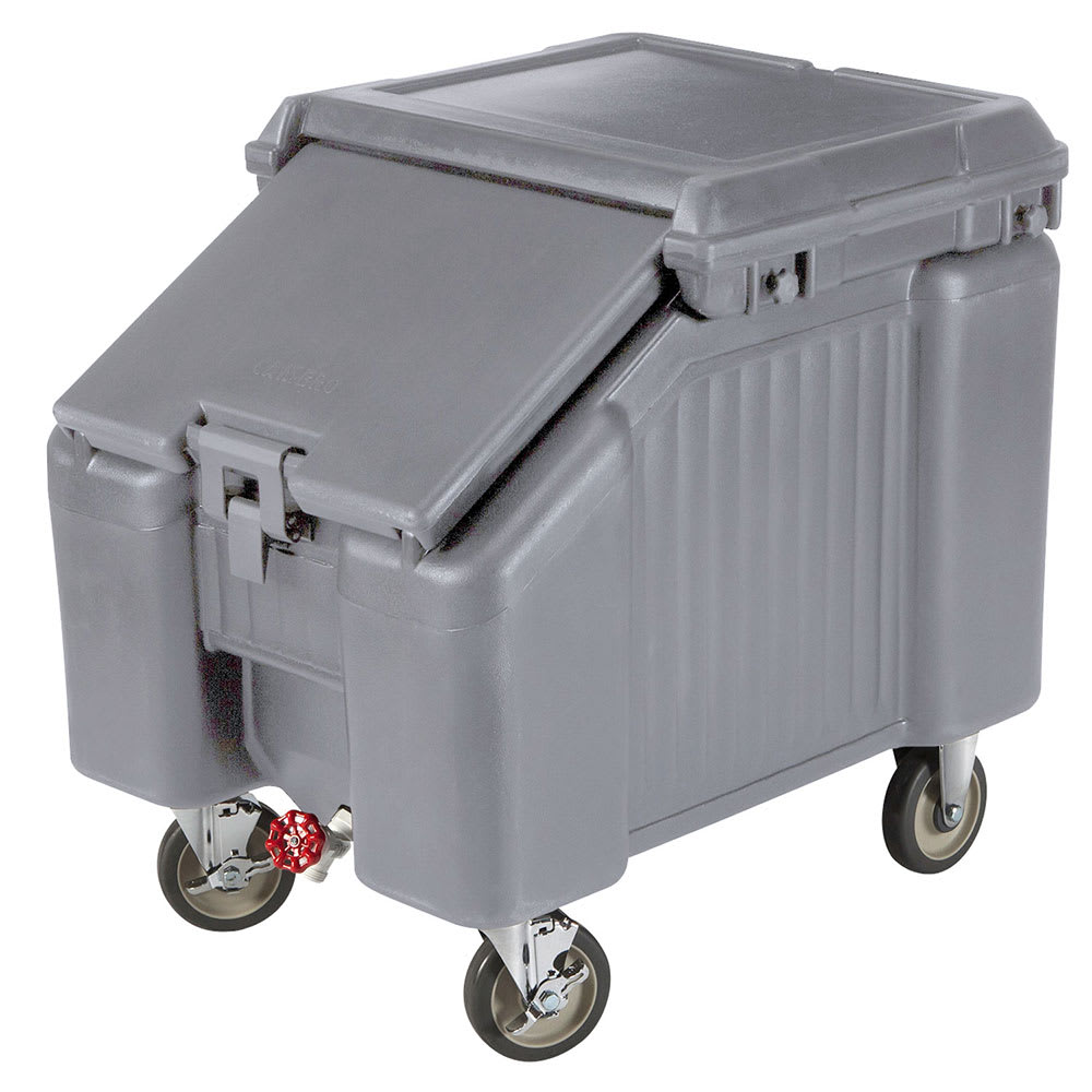 144-ICS100L4S191 100 lb SlidingLid™ Insulated Mobile Ice Caddy - Plastic, Granite Gray