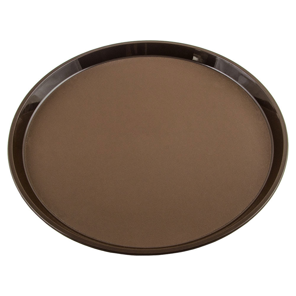 144-PT1400167 14" Round Polytread Tray - Brown