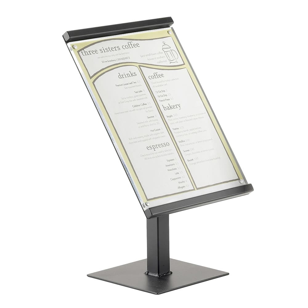151-11531513 15" Freestanding Menu/Sign Holder - 8" x 11", Black