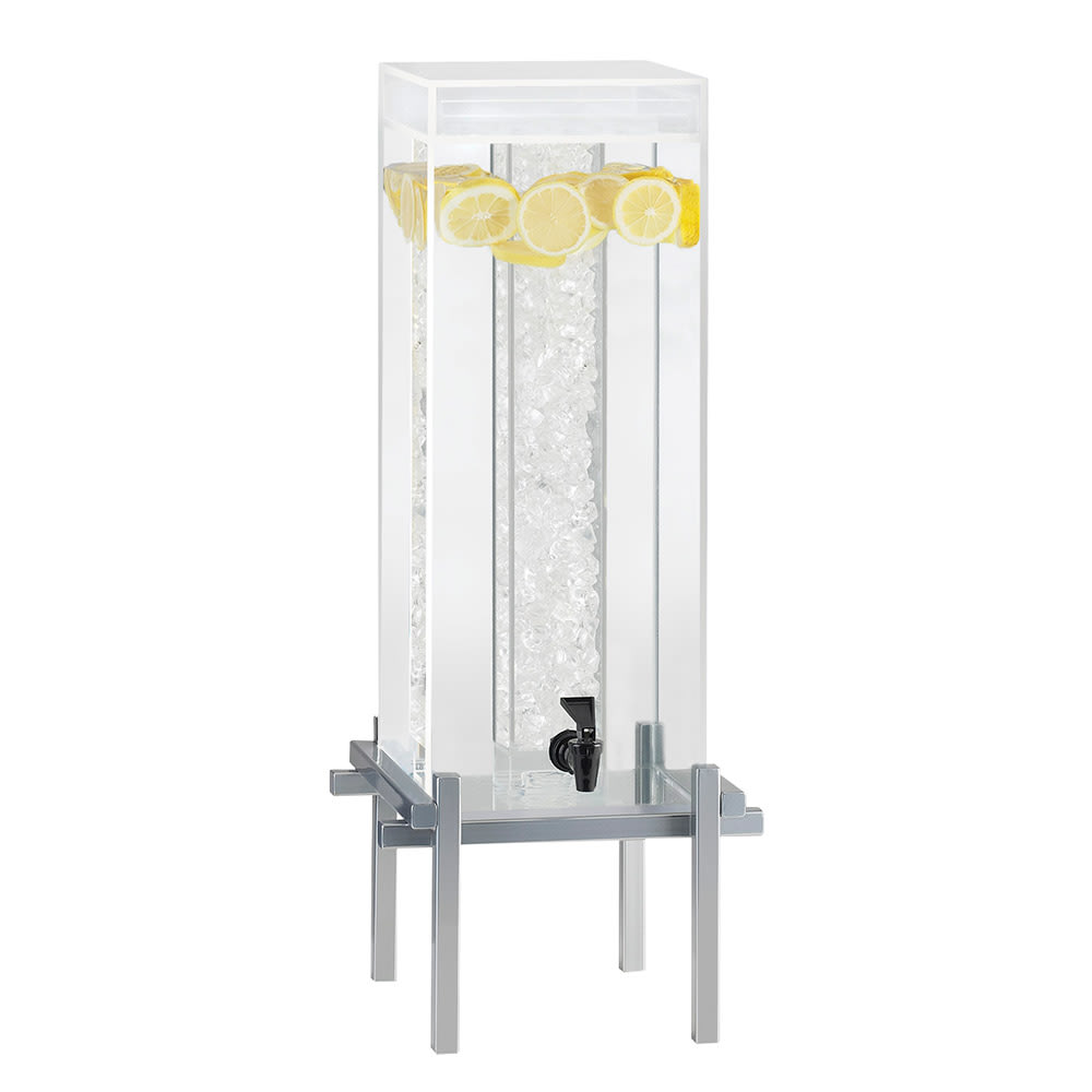 151-1132574 5 gal Beverage Dispenser w/ Ice Tube - Plastic Container, Silver Base