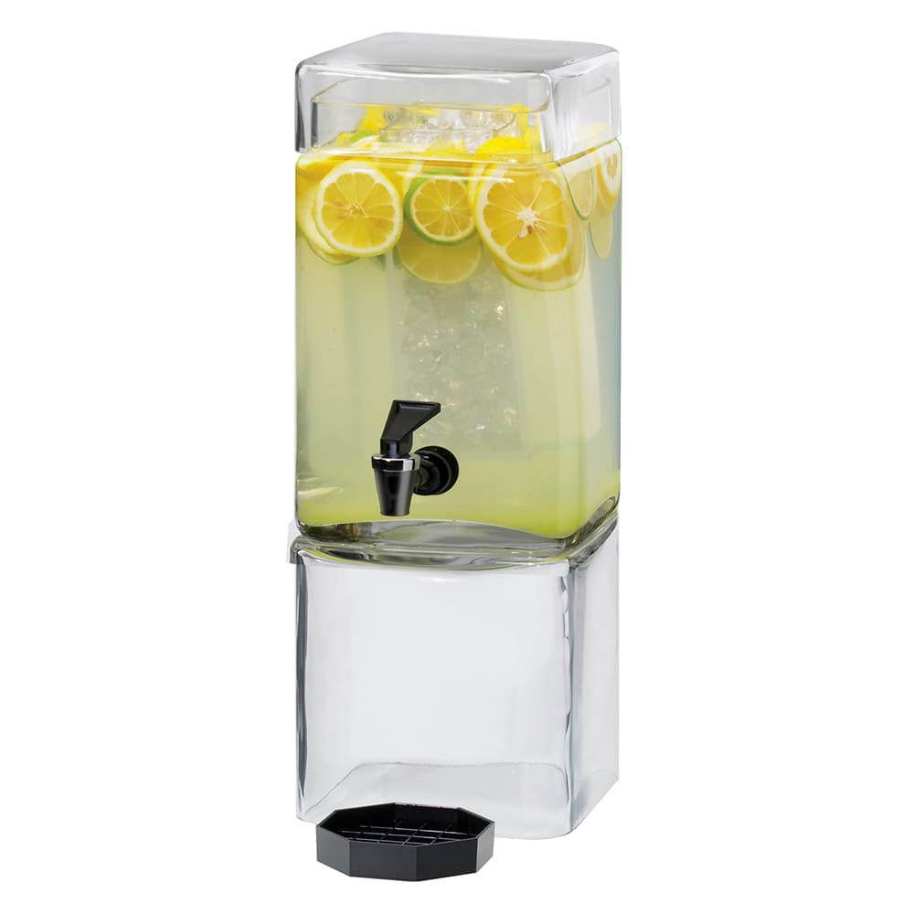151-11121 1 1/2 Gallon Square Glass Beverage Dispenser w/ Ice Chamber - Clear