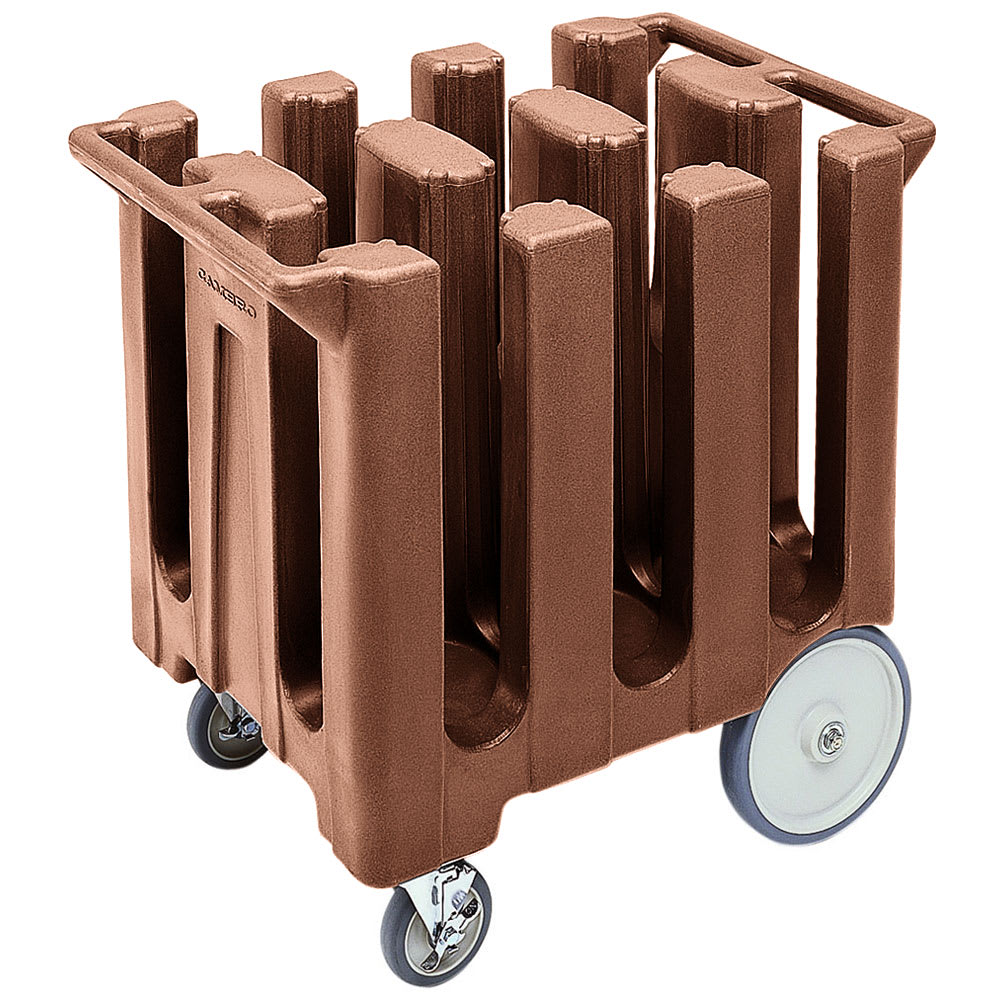 144-DC700131 23 1/2" Mobile Dish Caddy w/ (6) Columns - Plastic, Dark Brown