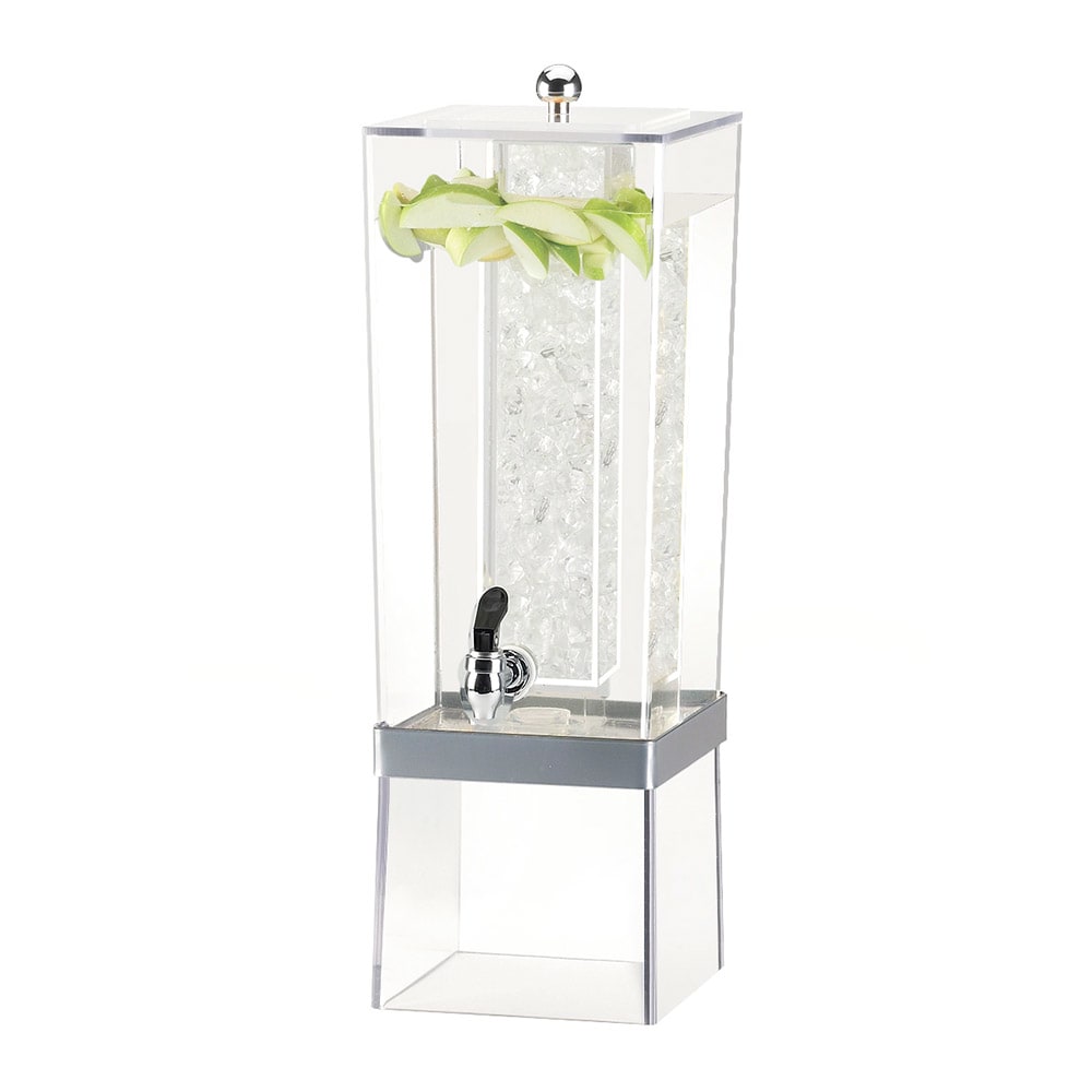 Cal-Mil 2016-74 3 gal Beverage Dispenser w/ Ice Tube - Plastic Container, Clear/Silver Base