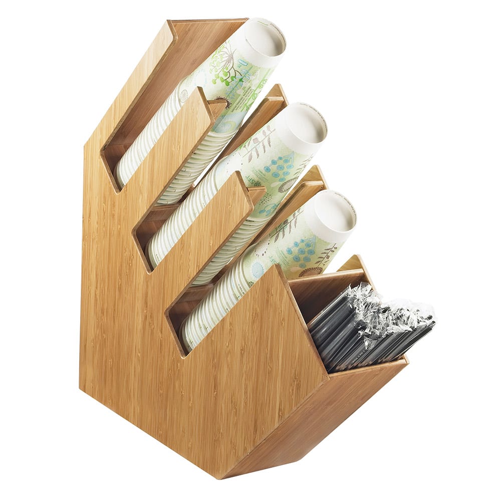 151-205160 4 Compartment Straw Holder - 4 1/2" x 20" x 19 1/2", Bamboo