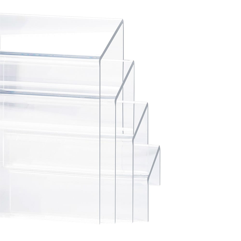 151-238 4 Display Risers w/ (1)-Each 8" H, 6" H, 4" H & 2" H, Clear