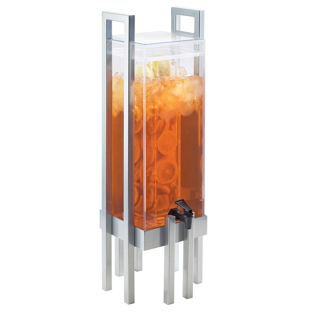 Cal-Mil 3302-3-74 3 gal Beverage Dispenser w/ Ice Tube - Plastic Container, Silver Base