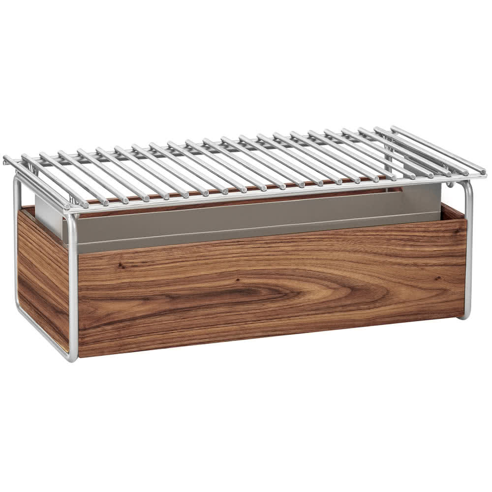 151-372249 Chafer Grill w/ Fuel Holder - 22" x 12", Walnut/Chrome