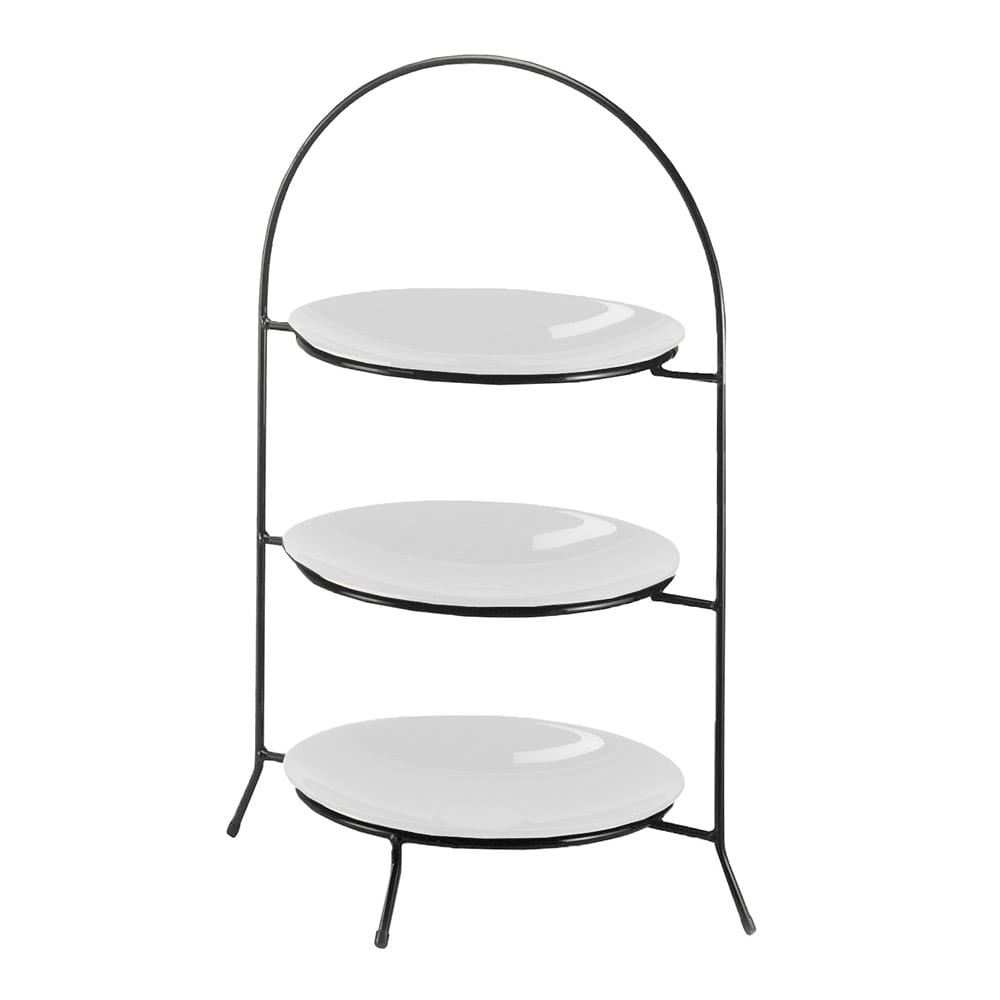 151-9771013 3 Tier Display Or Server w/ Arched Black Iron Frame, 20" High