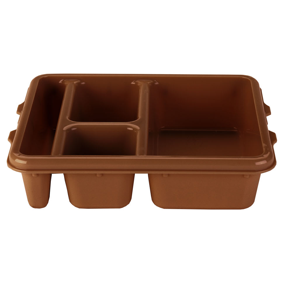 144-9114CP167 Plastic Meal Delivery Tray w/ (4) Compartments, 8 15/16" x 10 3/4", Brown