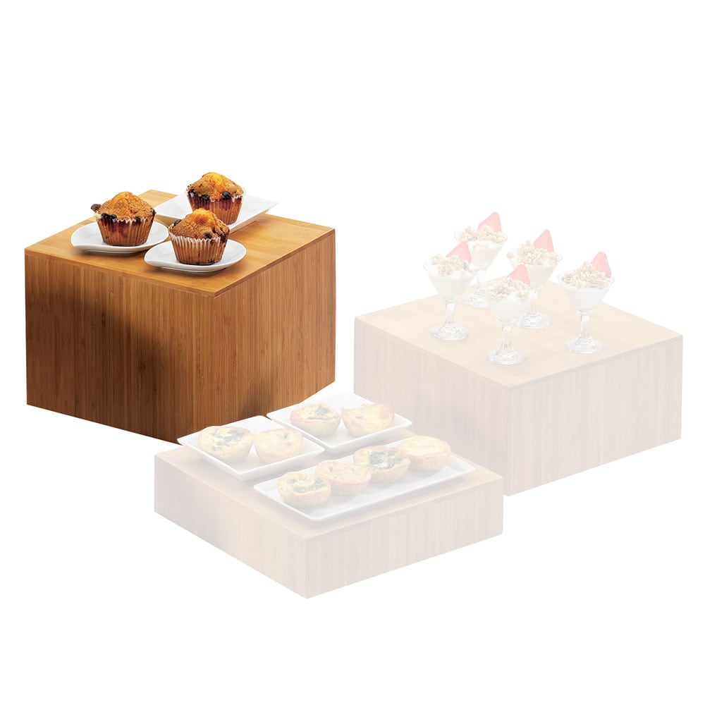 151-432960 12" Square Bamboo Cube Riser, 9" High