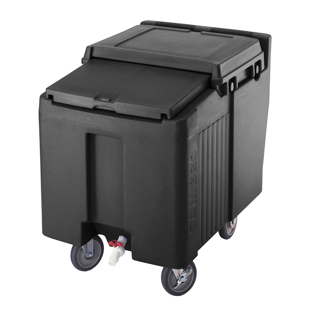 144-ICS125LB110 125 lb SlidingLid™ Insulated Mobile Ice Caddy - Plastic, Black