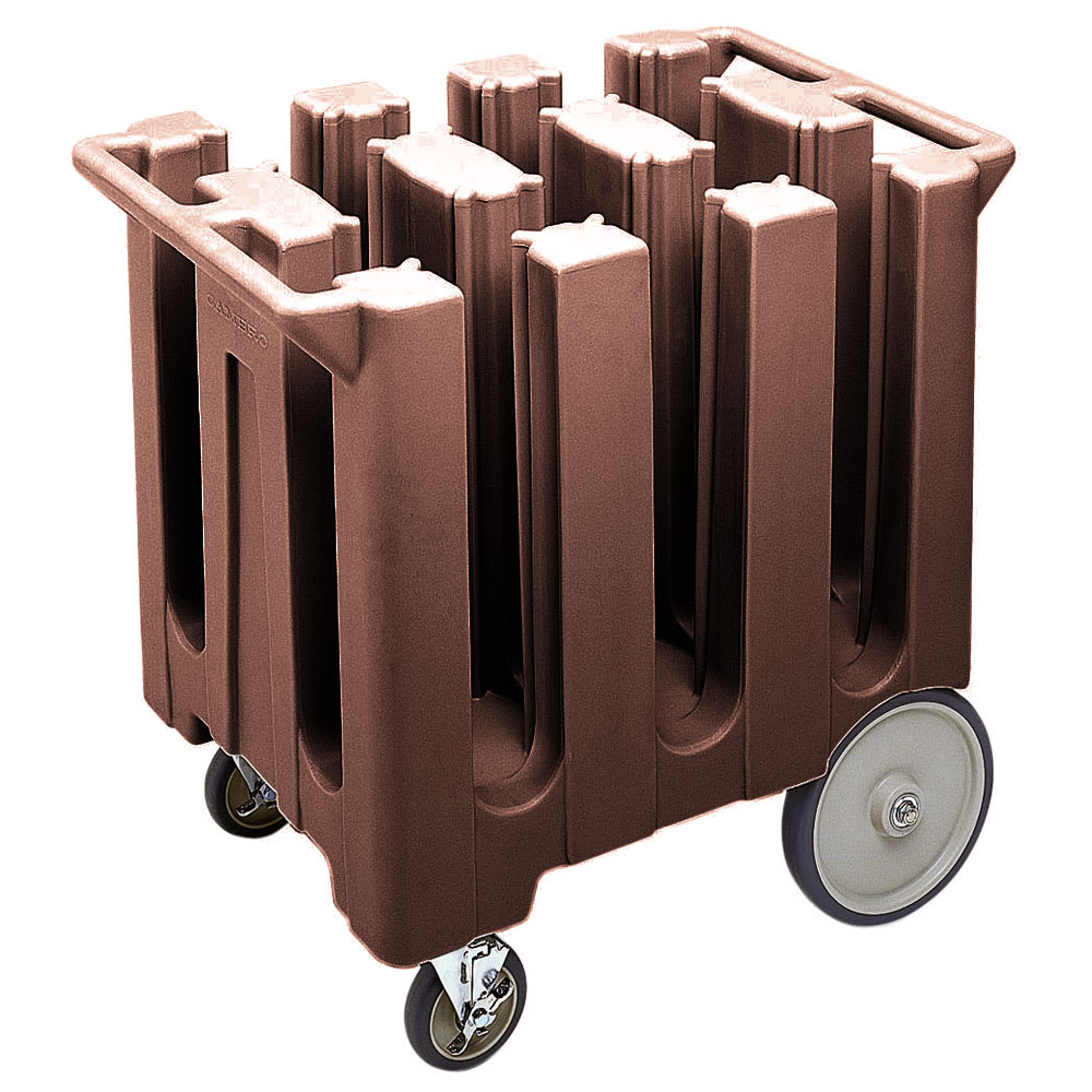 144-DC575131 23 1/2" Mobile Dish Caddy w/ (6) Columns - Plastic, Dark Brown