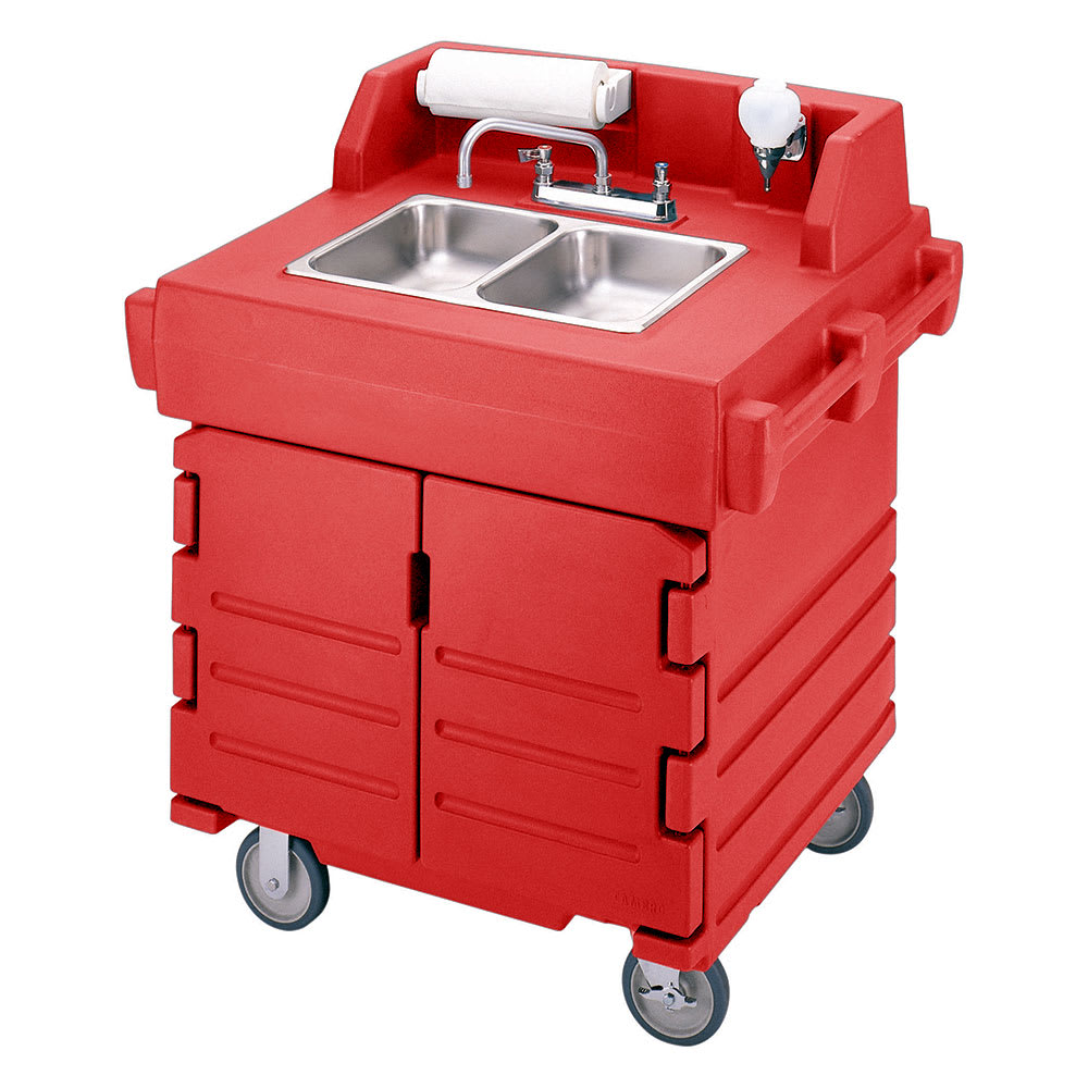 144-KSC402158 45 1/2"H Portable Sink Cart w/ (2) 4"D Bowls, Hot Water