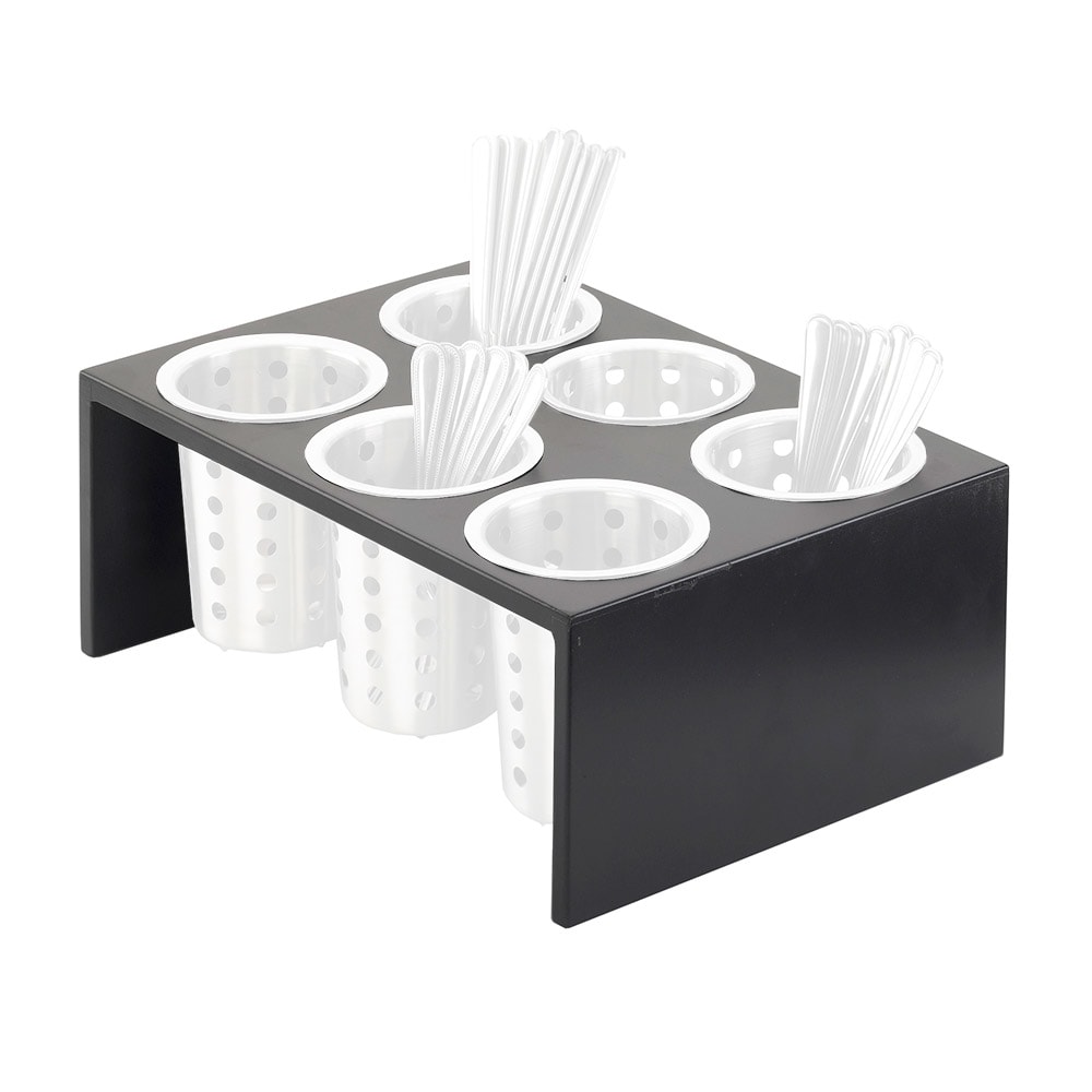 151-1425696 6 Compartment Flatware Condiment Display - Midnight Bamboo