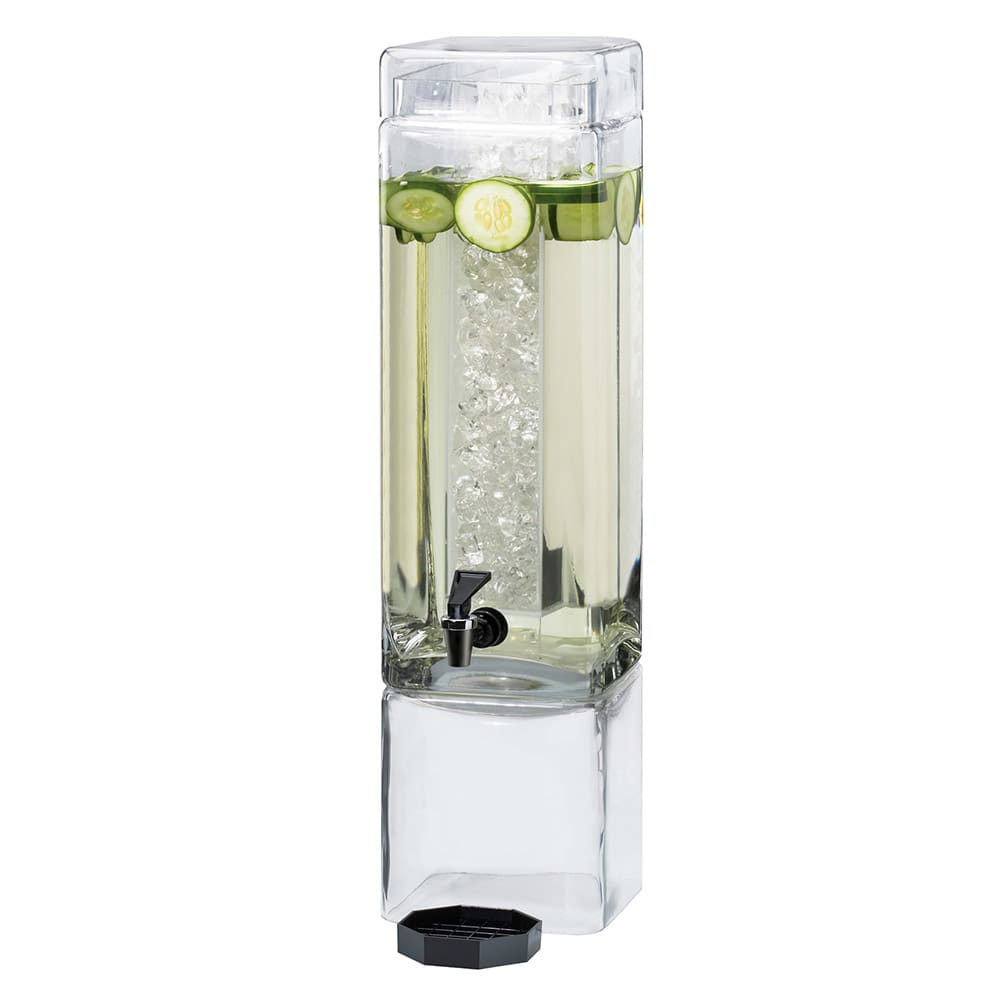 151-11123A 3 gal Beverage Dispenser w/ Ice Tube - Plastic Container, Clear Base