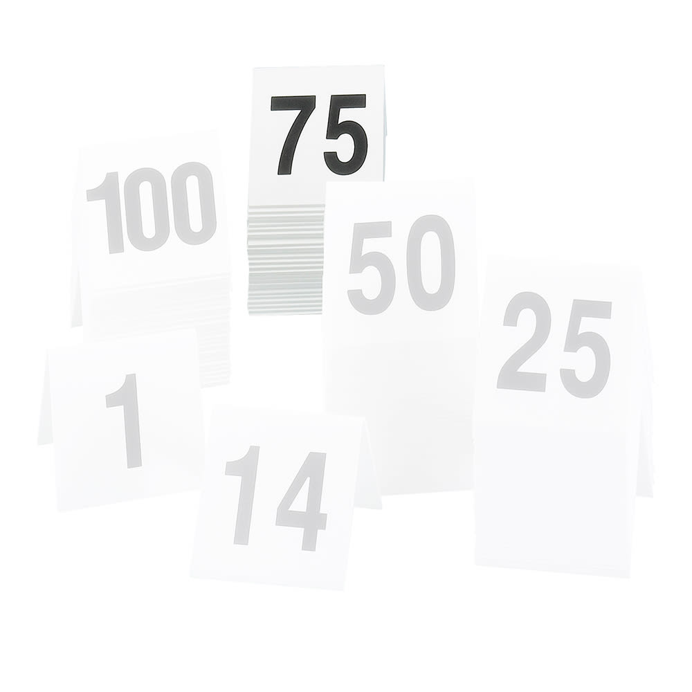 151-2272 Tabletop Number Tents - #51-75, 3" x 3", White/Black