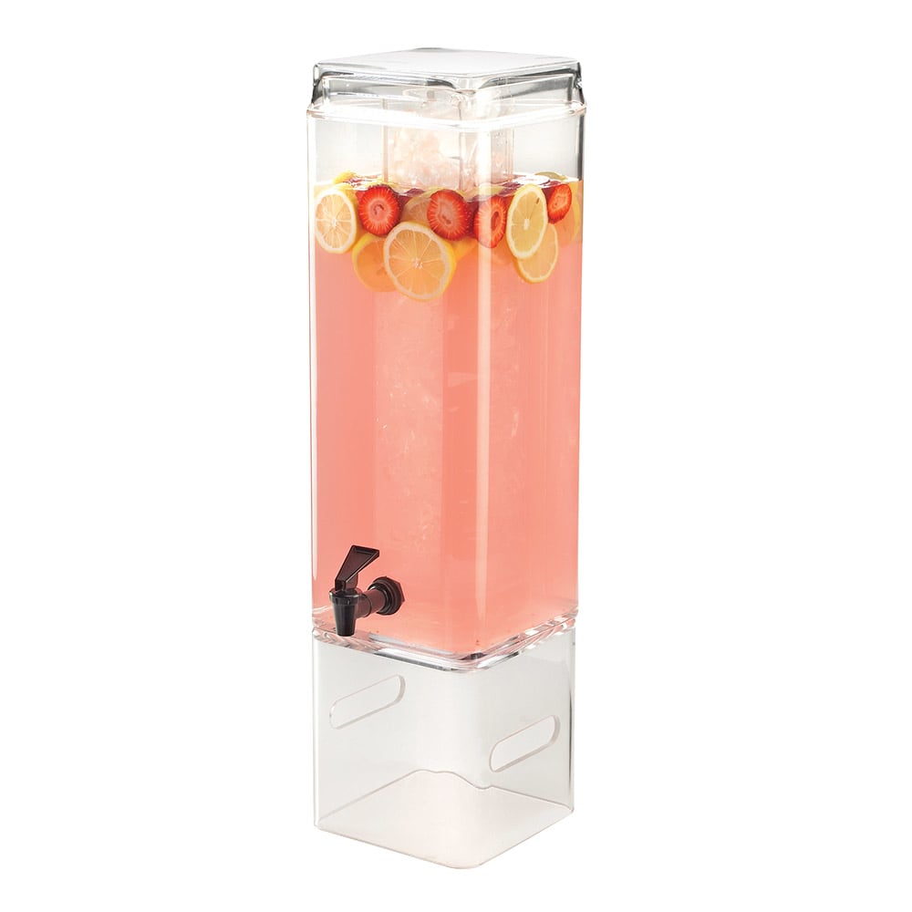 151-11123AH 3 gal Beverage Dispenser w/ Ice Tube - Plastic Container, Clear Base