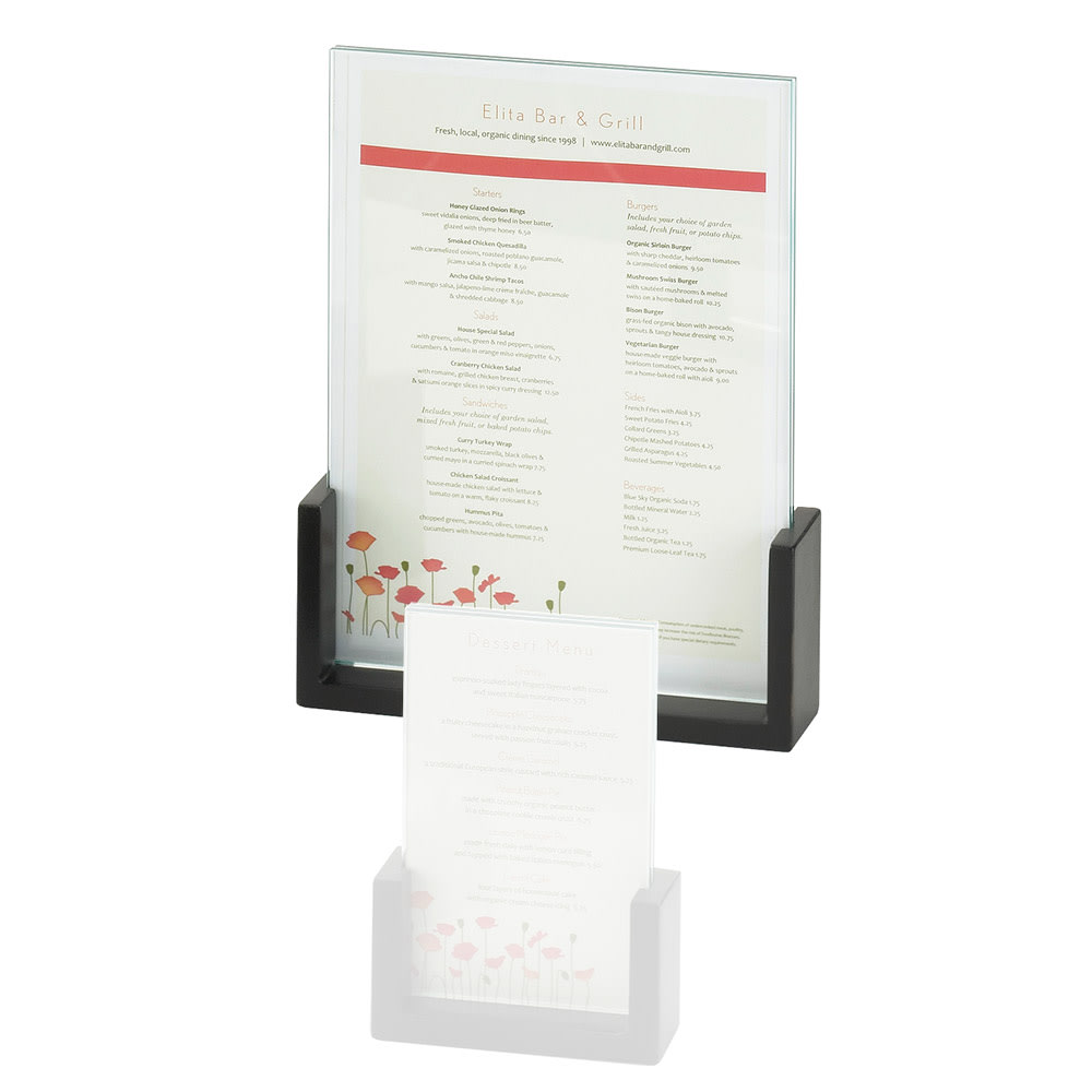 151-151081196 Tabletop Menu Card Holder - 8 1/2" x 11", Acrylic/Midnight Bamboo