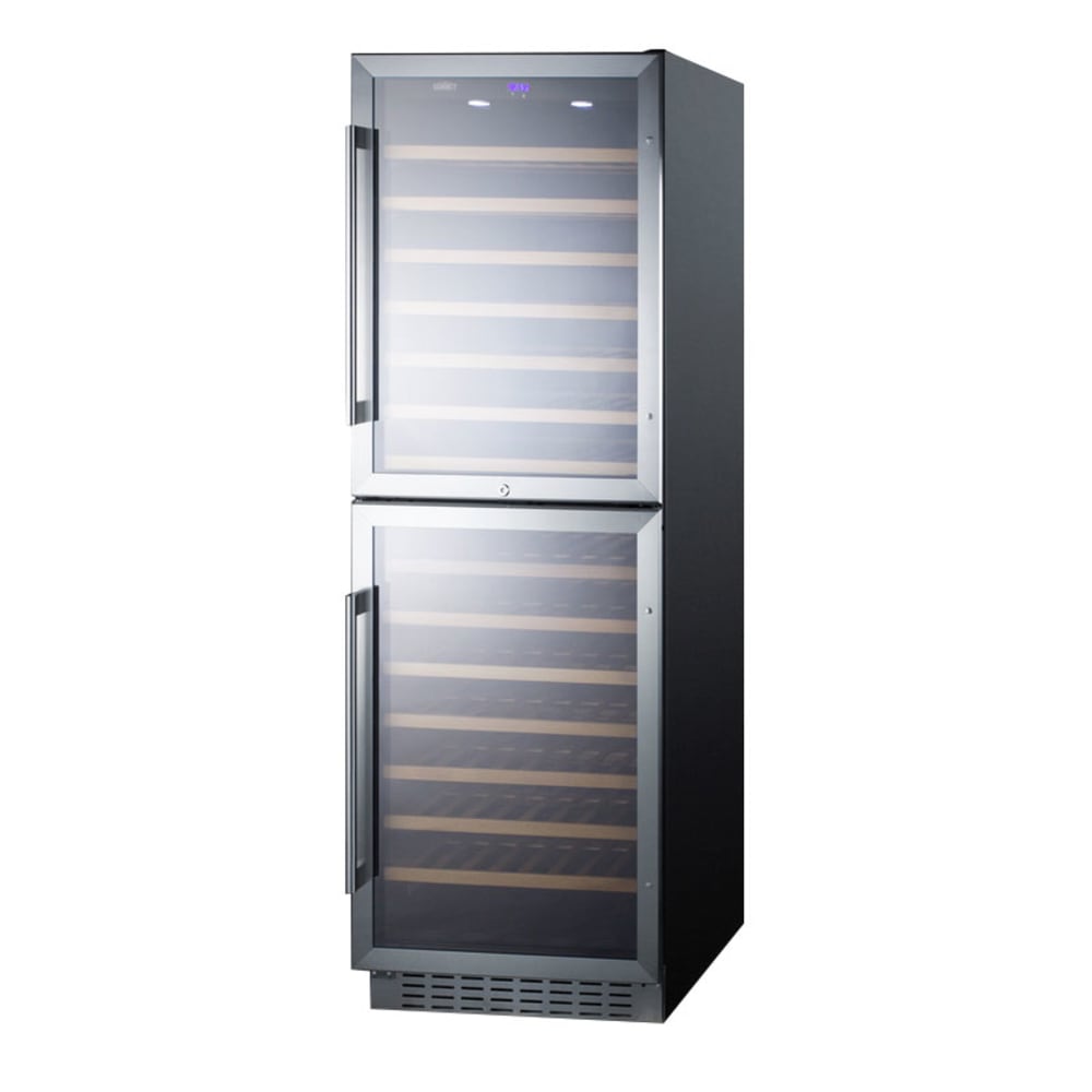Summit SWC1875B 24" Two Section Wine Cooler w/ (2) Zones - 118 Bottle Capacity, 115v