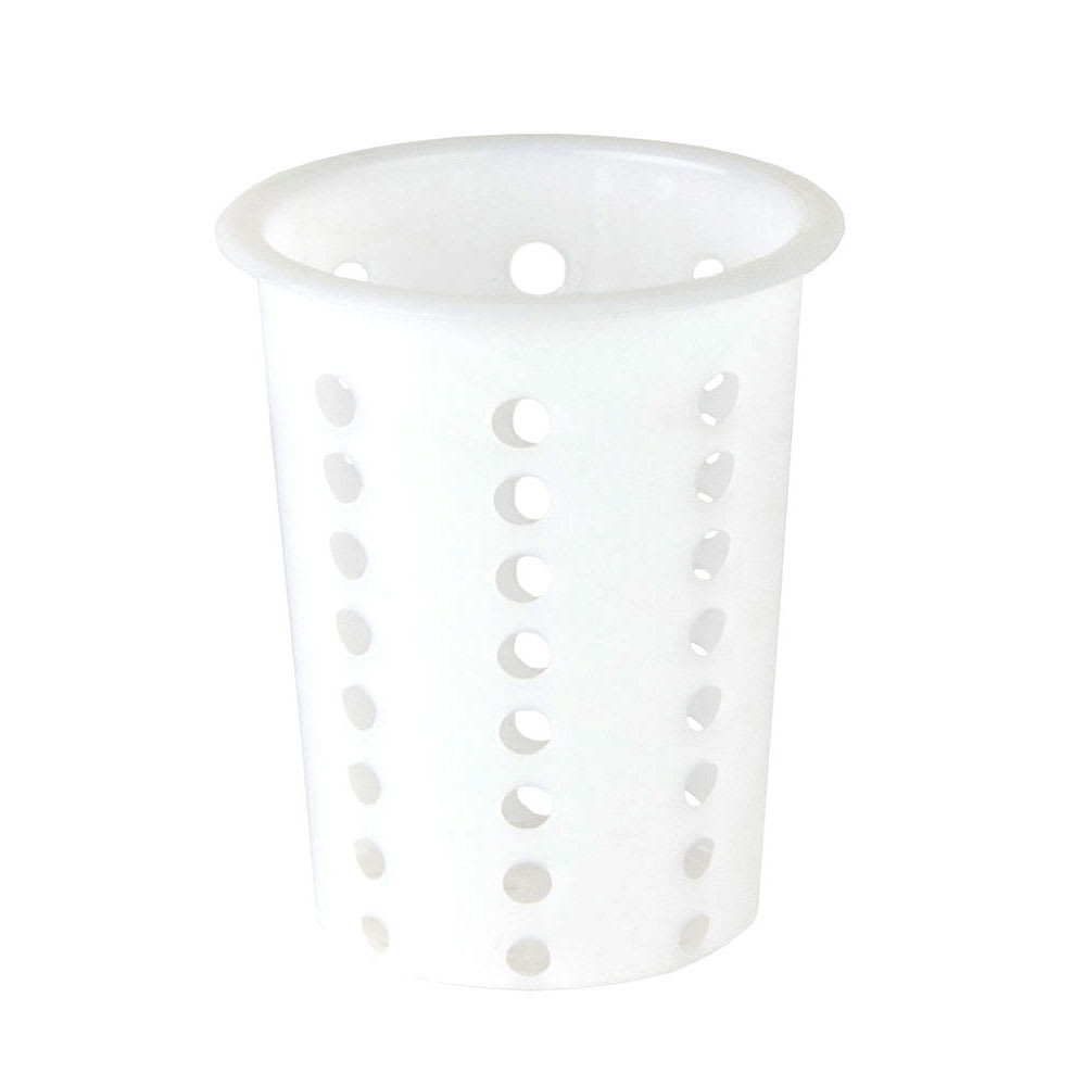158-80104 Flatware Cylinder, 4 1/4" Diameter, 5 1/4"High, Polyethylene, White