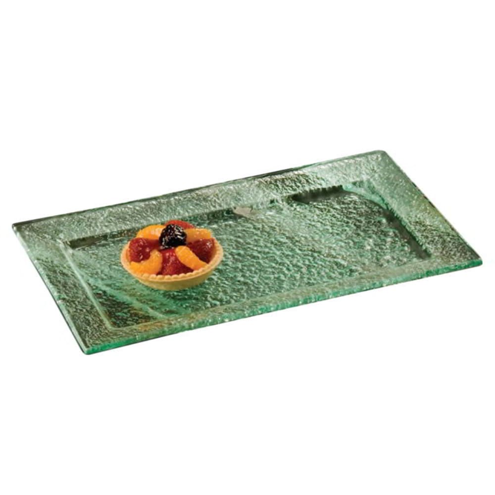 166-BG159 15" x 9" Rectangular Platter - Bubble Glass, Green
