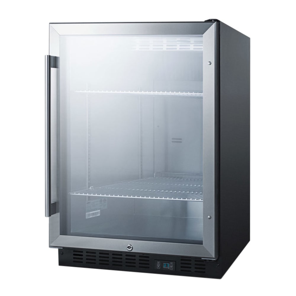 Summit SCR610BL 24" Bar Refrigerator - 1 Swinging Glass Door, Black, 115v