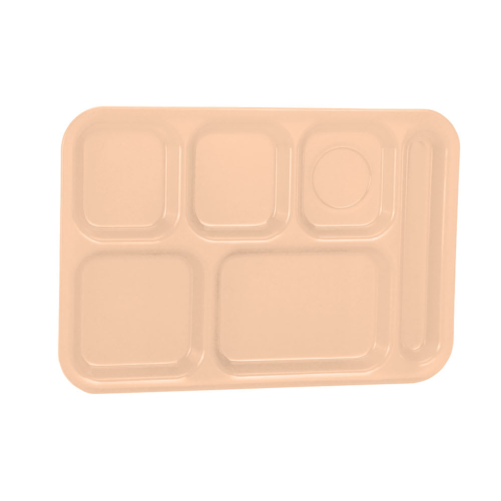 175-201509 Plastic Rectangular Tray w/ (6) Compartments, 14 3/4" x 9 7/8", Tan