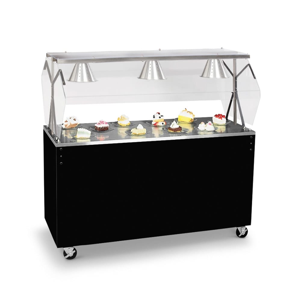 175-3870246 46" Mobile Food Bar w/ Shelf & Stainless Top - Black, 120v