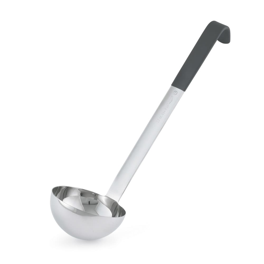 175-4980620 6 oz Jacob's Pride® Collection Ladle - Stainless Steel, Black Kool-Touch® Handle