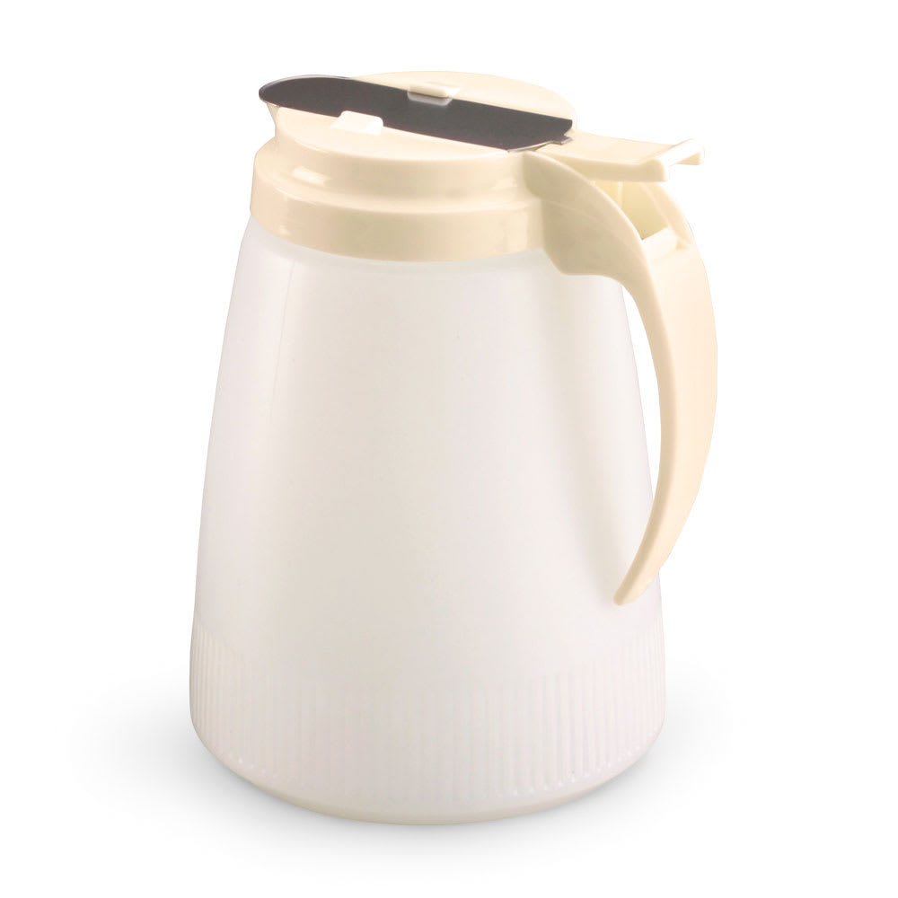 175-474818 48 oz Dripcut® Cylindrical Dripcut Server - White Polyethylene, Almond Plastic Top