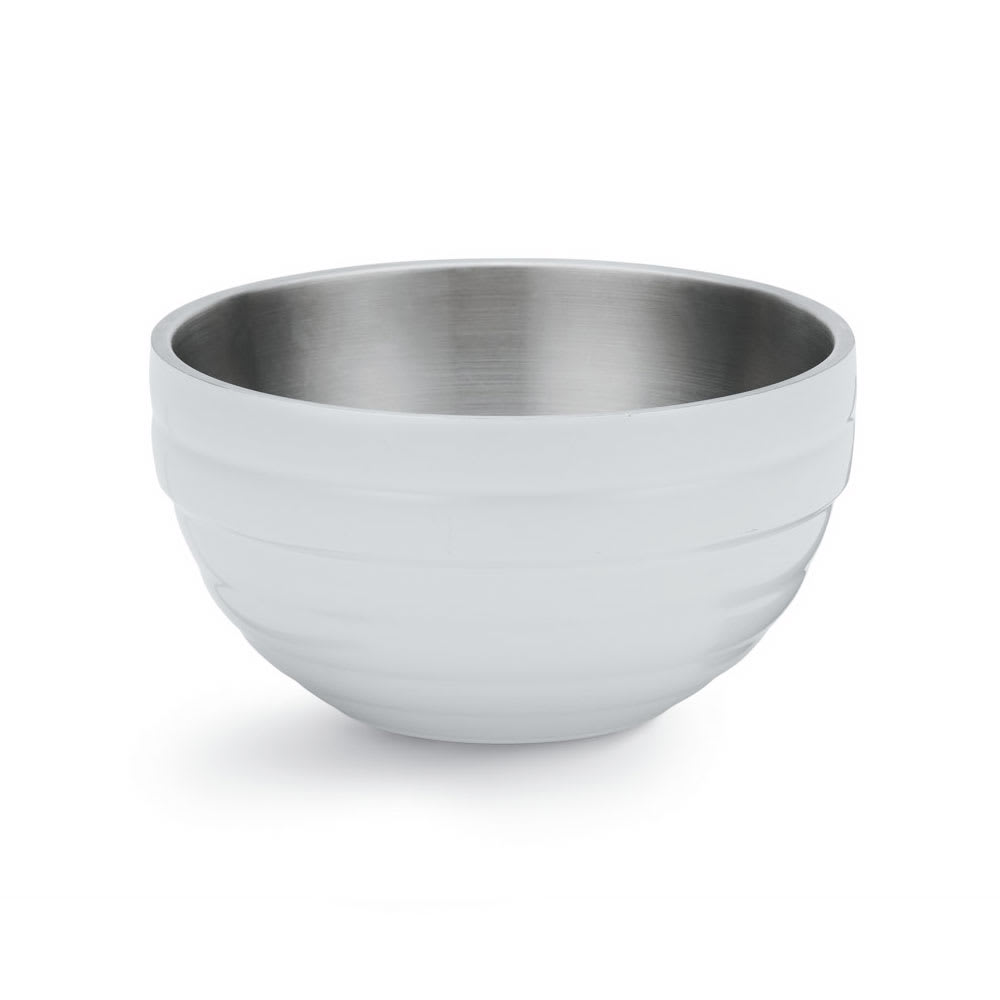 175-4659050 1 7/10 qt Round Insulated Bowl - 18 ga Stainless, Pearl White