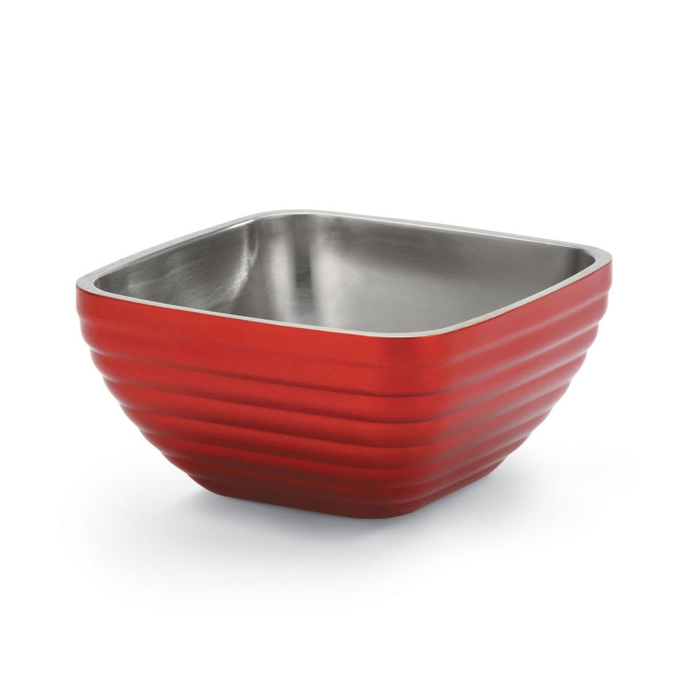 175-4763415 3 1/5 qt Square Insulated Bowl - Stainless, Dazzle Red