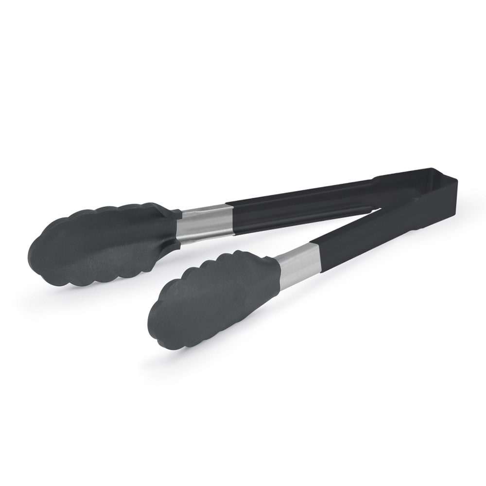 175-4781622 16"L Stainless Steel Utility Tongs - Black