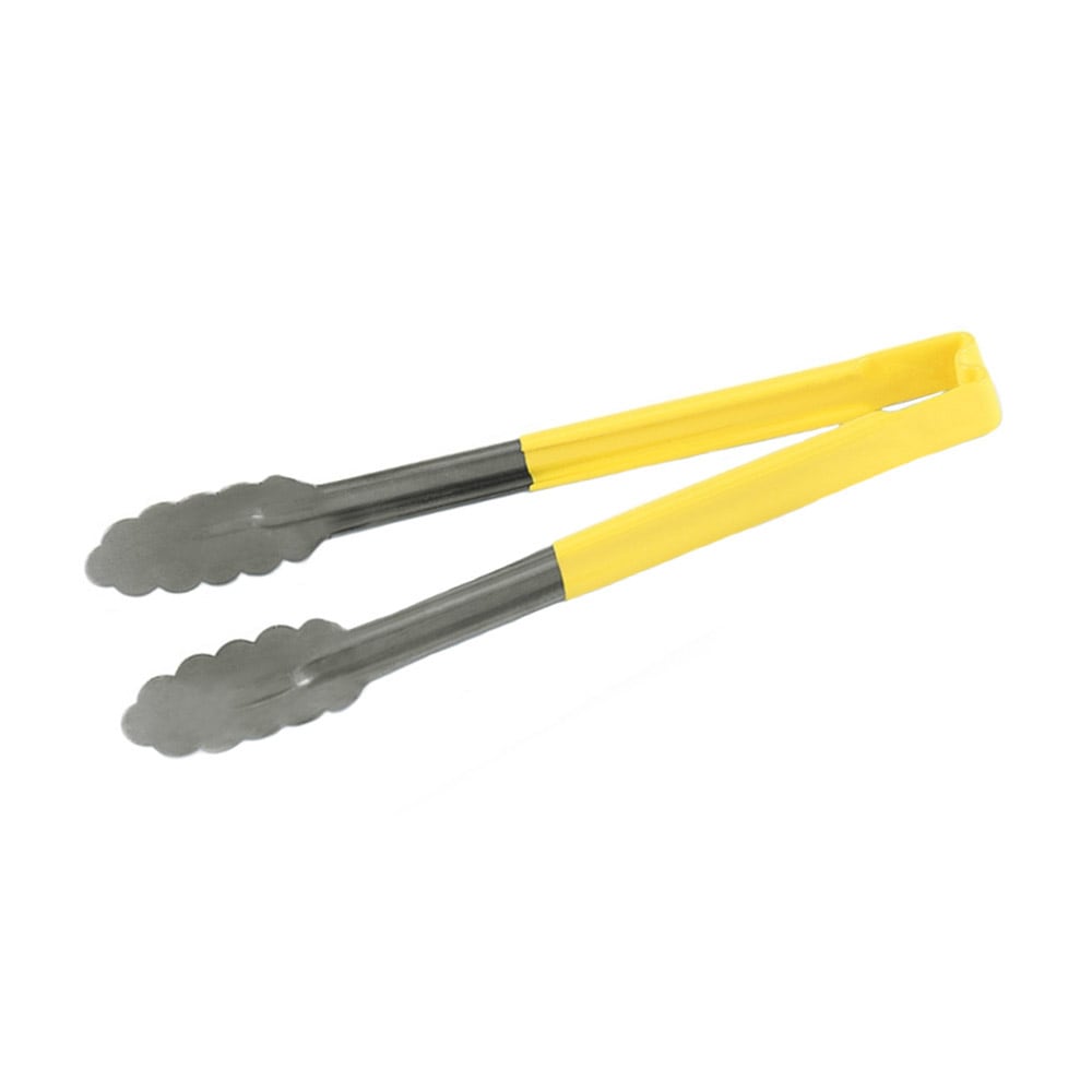 175-4781650 16"L Stainless Steel Utility Tongs - Yellow