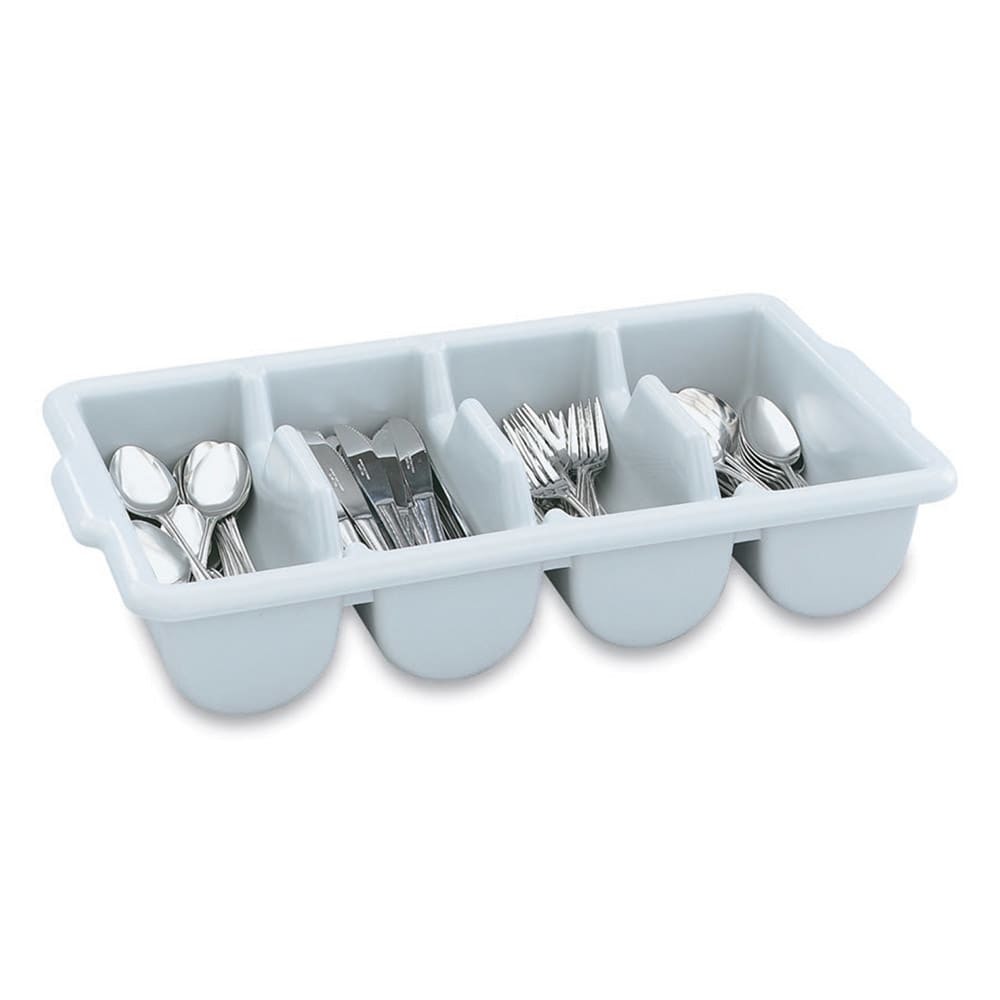 175-52654 4 Compartment Cutlery Bin - Plastic, Gray