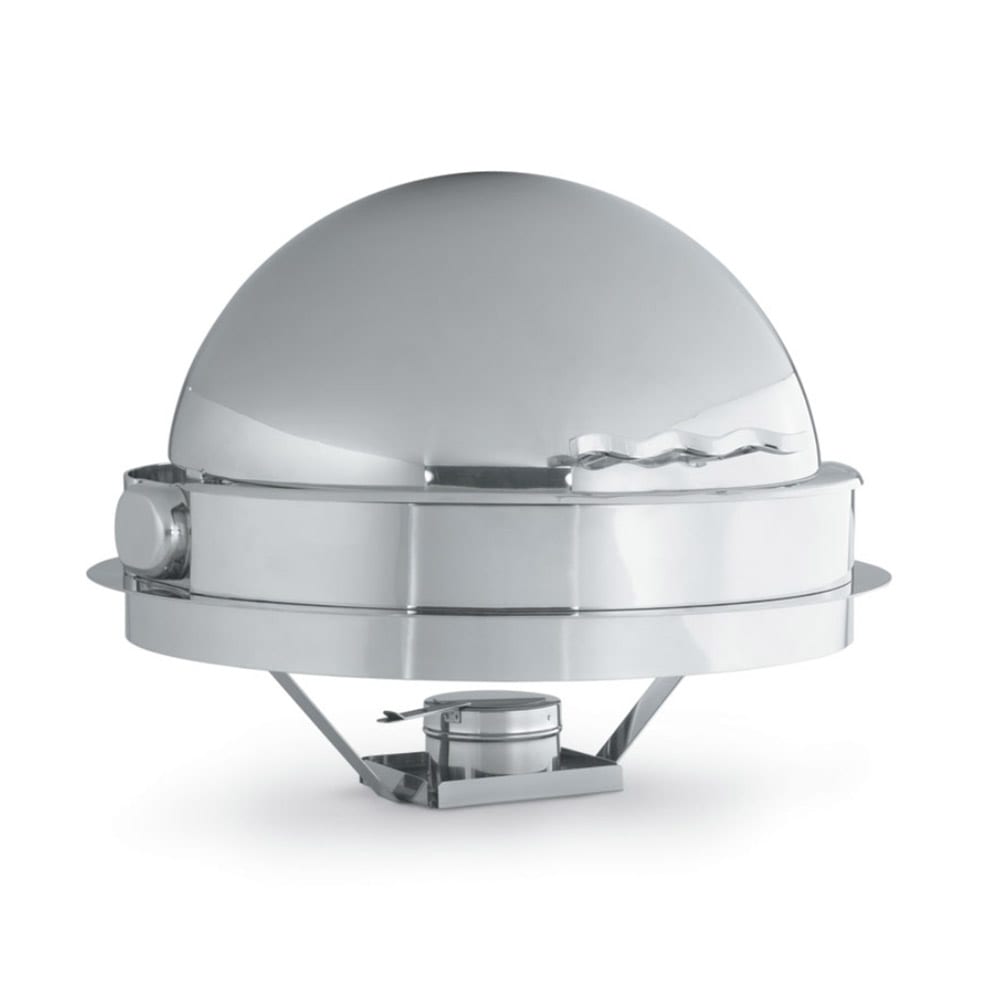 175-4634110 Round Chafer w/ Roll-Top Lid & Chafing Fuel Heat