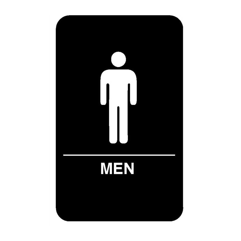 175-5635 6" x 9" Men Sign - Braille, White on Black