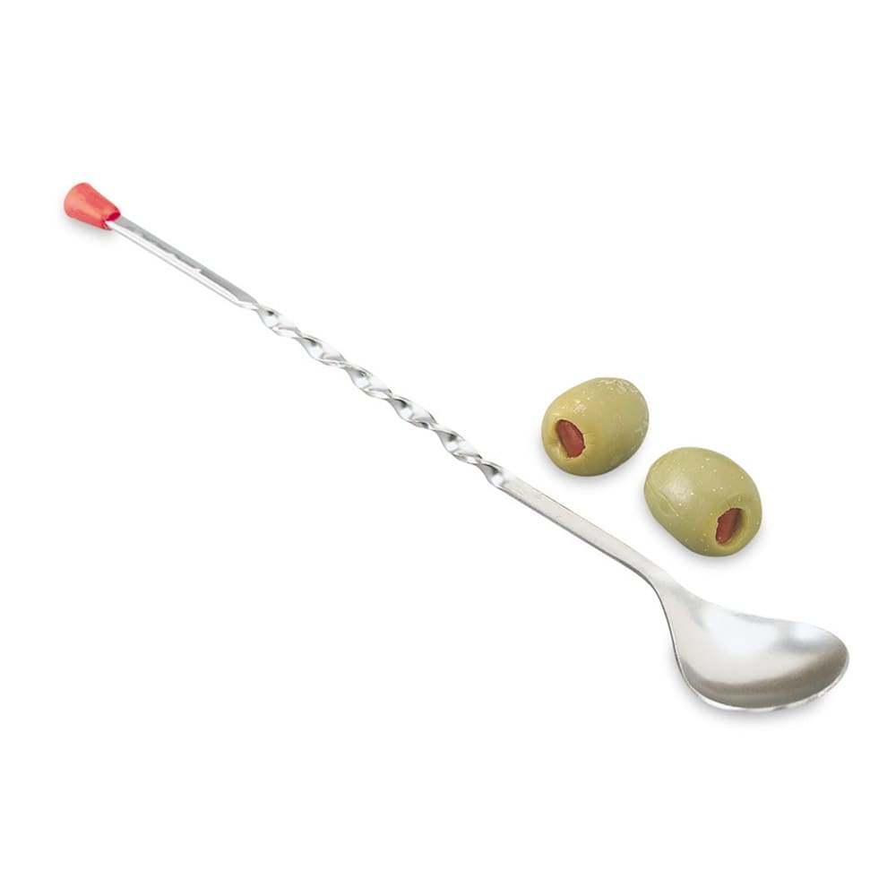 175-46784 11" Bar Spoon w/ Red Knob, Stainless