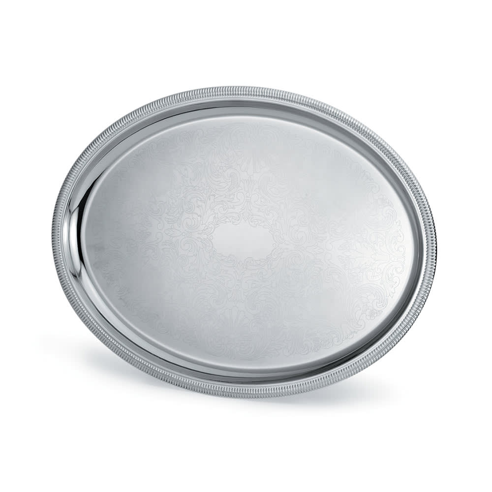 175-82111 Oval Serving Tray - 21 3/4" x 16" Gadroon Edge, 18 ga Stainless