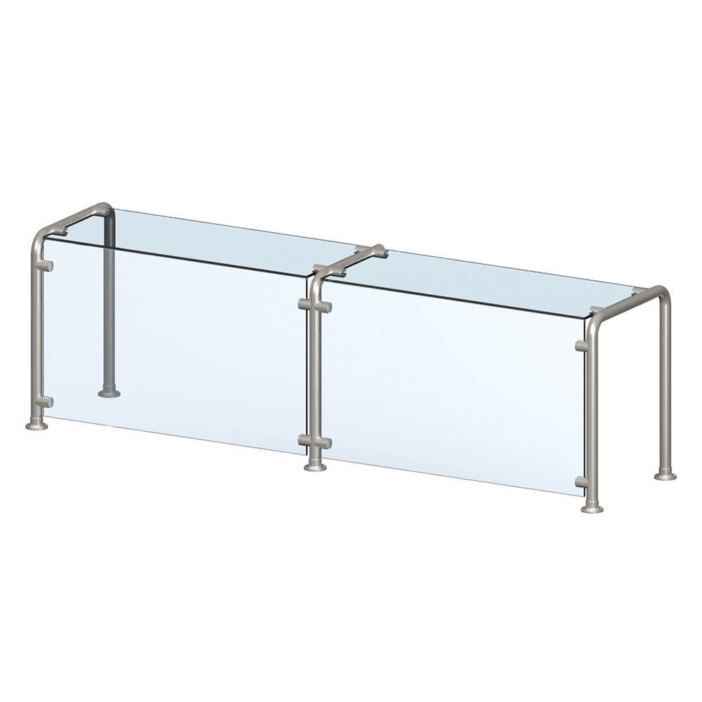 175-CB98628 Breath Guard with Top Shelf for 6-Well Single Sided Cafeteria - Glass/Stainless