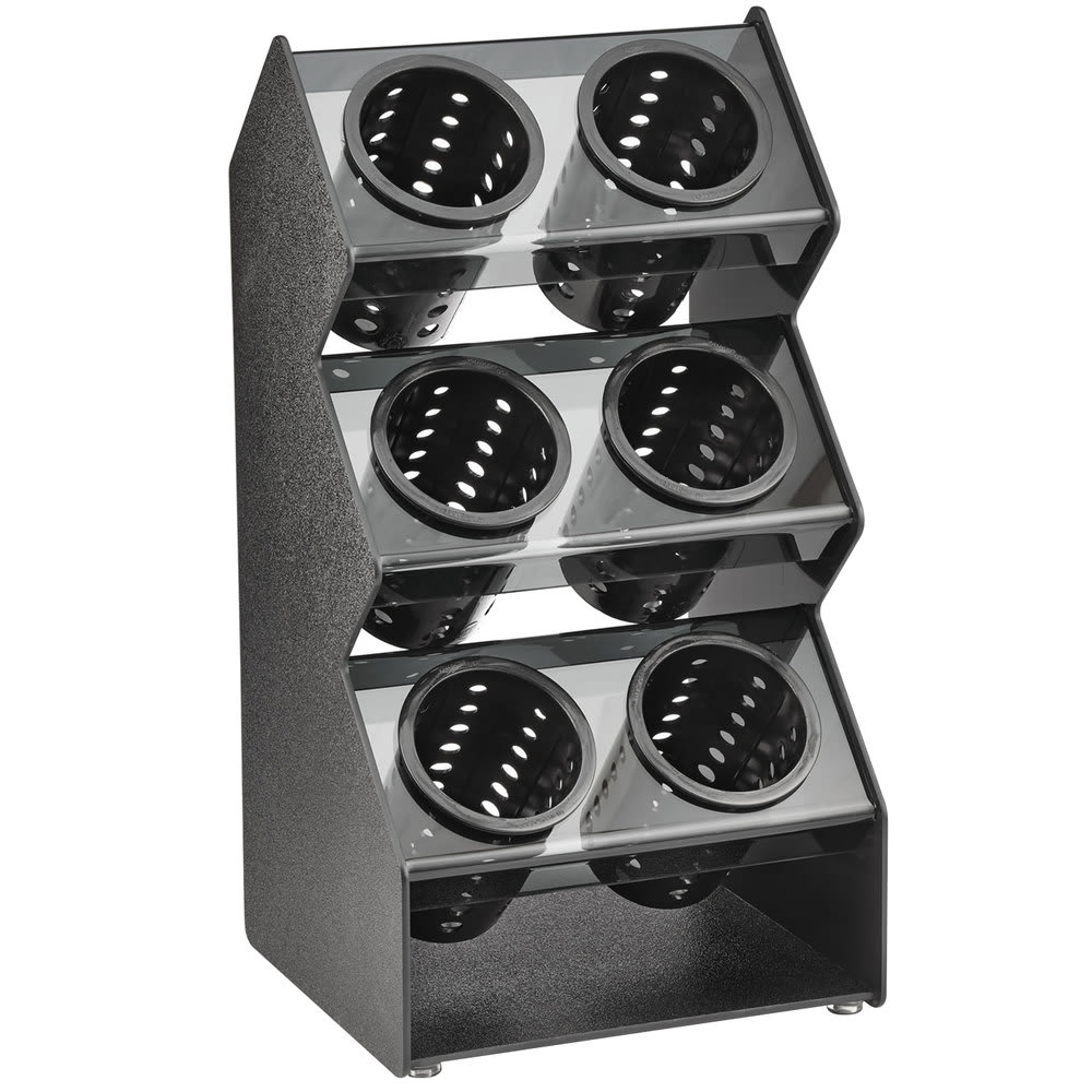 175-FWVH3X2B 6 Cylinder Flatware Holder - 11 3/16" x 10 1/4" x 21 1/4", Plastic, B...