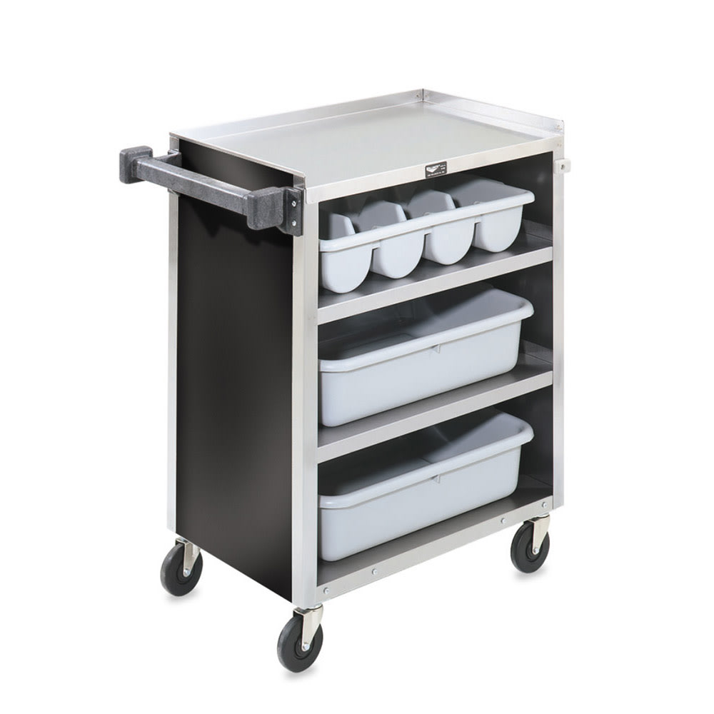 175-97180 27 1/2"L Polymer Bus Cart w/ (3) Levels, Shelves, Black